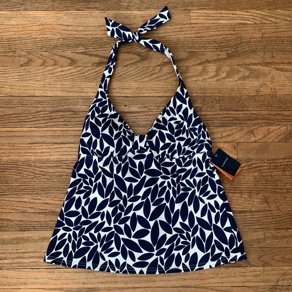Women’s Lands’ End Halter Swim Top Deep Sea Leaf NWT